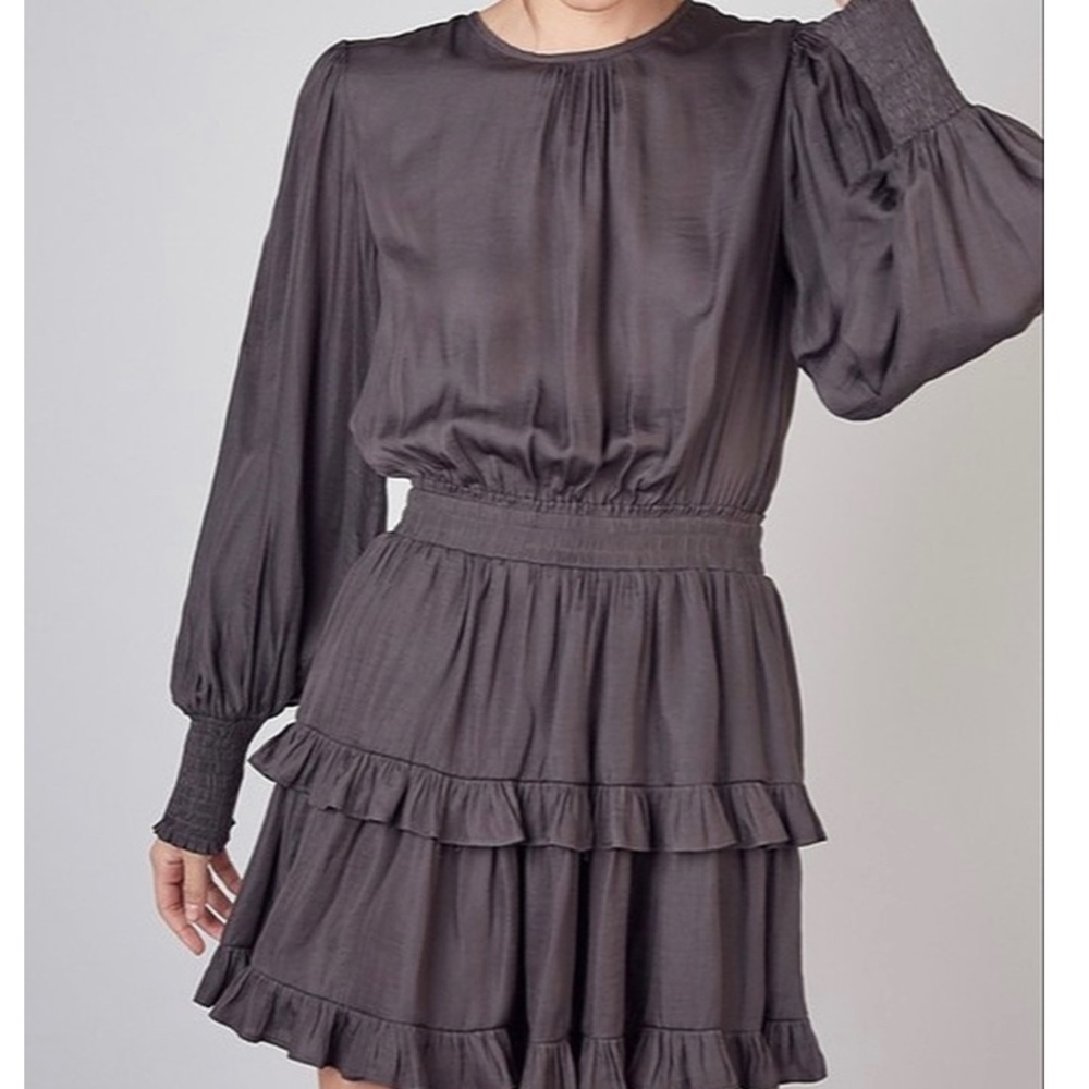 DO+BE smocked ruffle satin dress